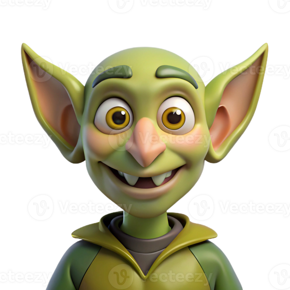 impressive bohemian A cartoon goblin with large ears and a mischievous grin with Transparent Background crisp png