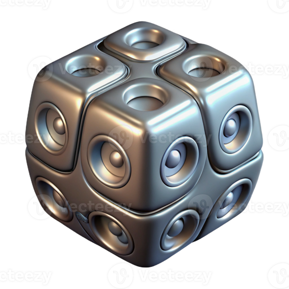 dramatic sought-after Hyper-specific, professional render of a set of ornate, silver dice with glowing numbers with Transparent Background png
