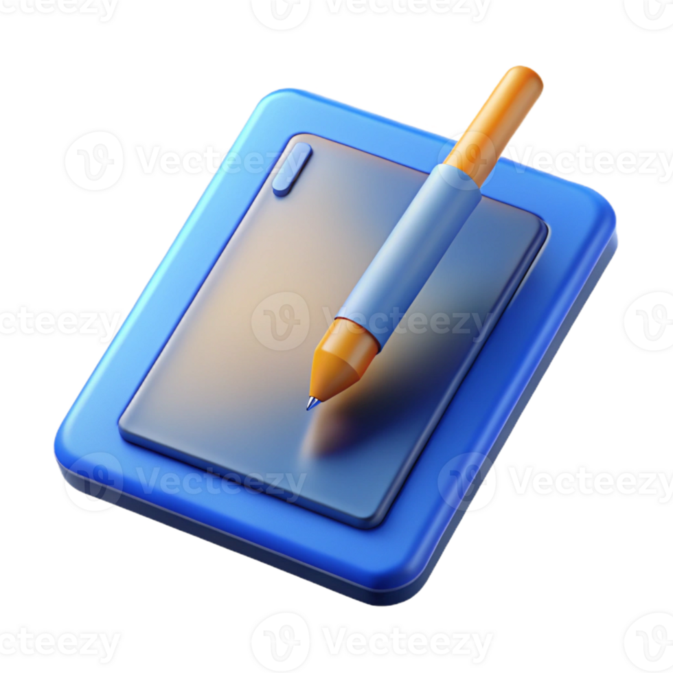glorioso exemplar tábua computador com caneta caneta com transparente fundo png