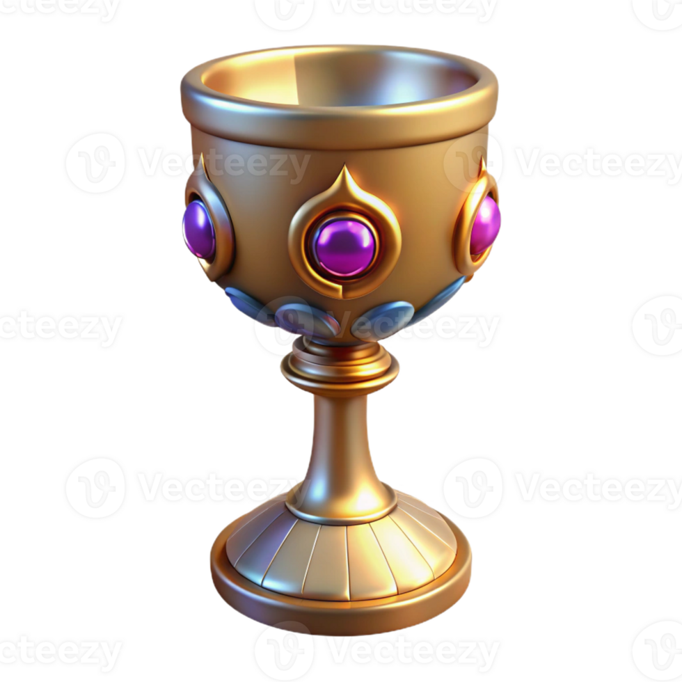 hypnotic whimsical avant-garde Photorealistic, ultra-detailed, isolated cutout of a single, ornate, jeweled chalice with Transparent Background impeccable png