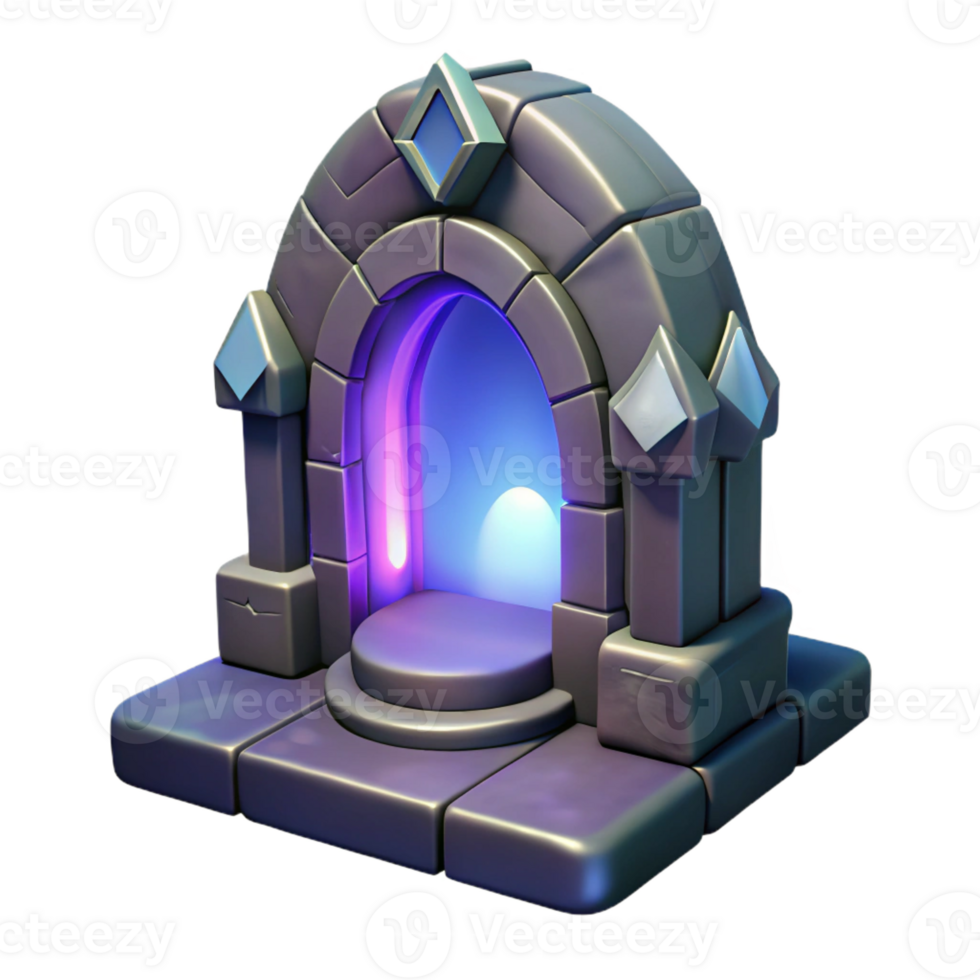 harmonious breathtaking Concept art style, isolated cutout of a stylized, glowing, magical portal with Transparent Background artisan png