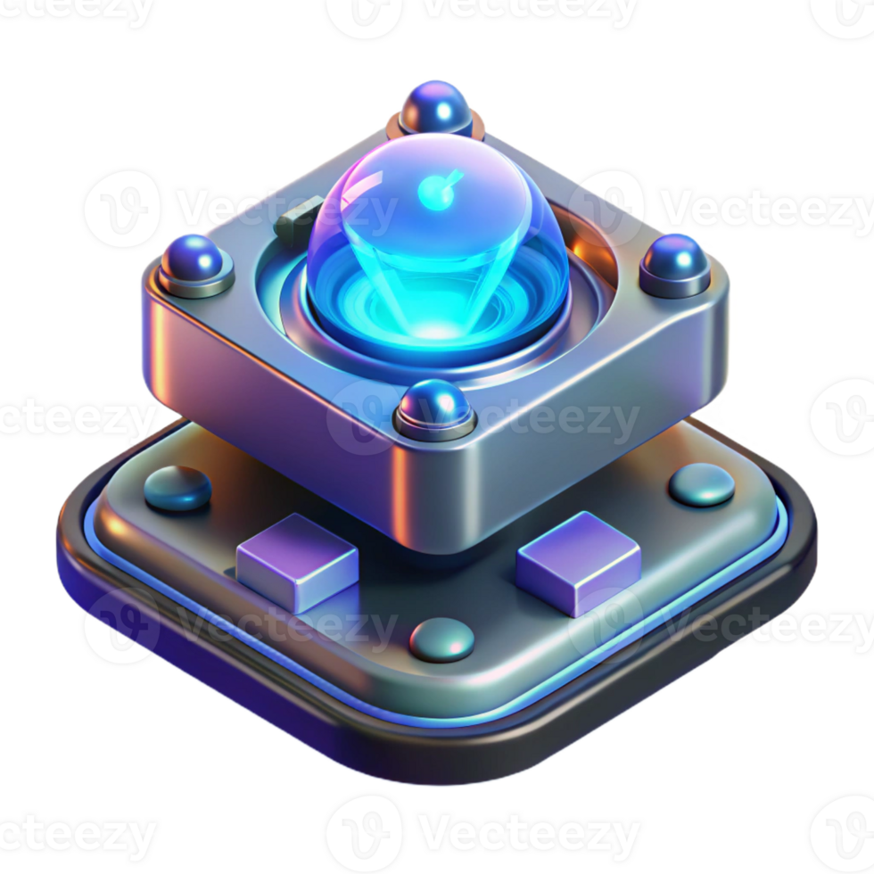 immaculate geometric Photorealistic, hyper-specific render of a single advanced communication device with holographic projections emanating from its surface with Transparent Background fine detail png