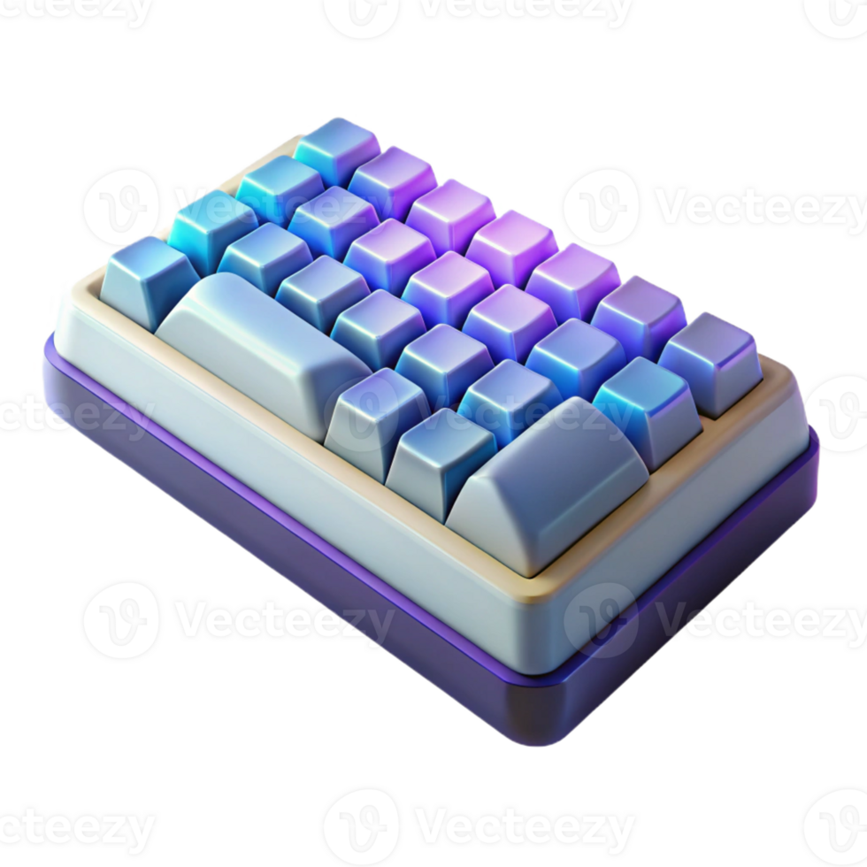 nostalgic beautiful Mechanical keyboard, backlit keys with Transparent Background crisp png