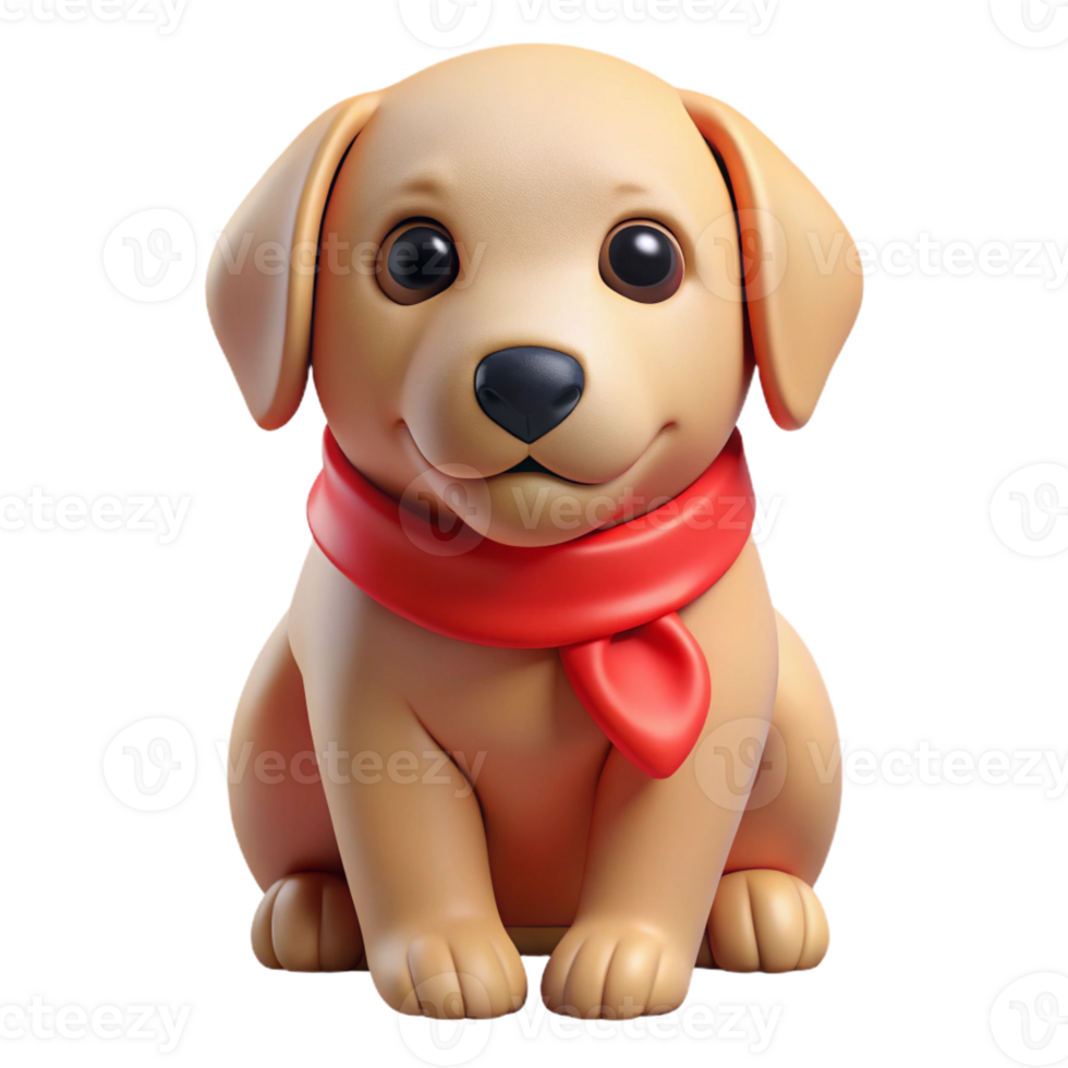 fascinating reflective geometric Ultra-detailed photorealistic isolated cutout of a golden retriever puppy with a red bandana around its neck with Transparent Background high resolution png