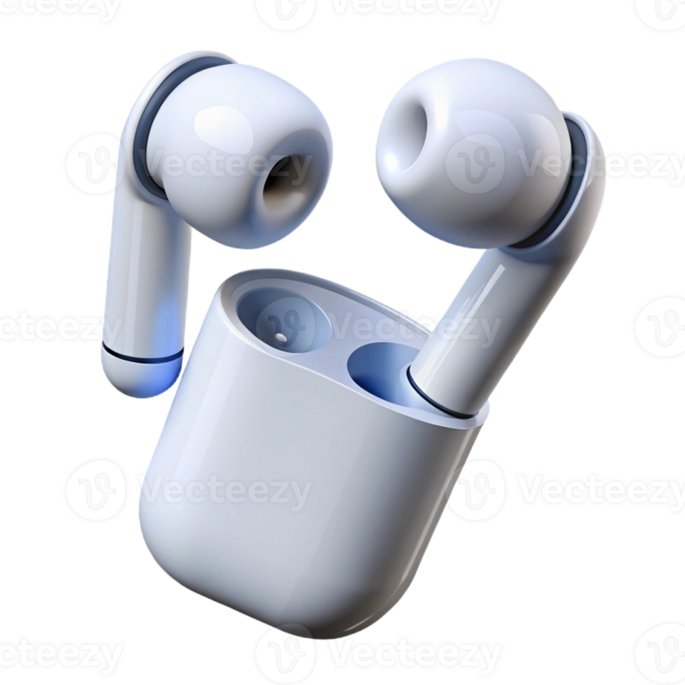 unparalleled artistic Wireless earbuds, Bluetooth, white with Transparent Background detailed png