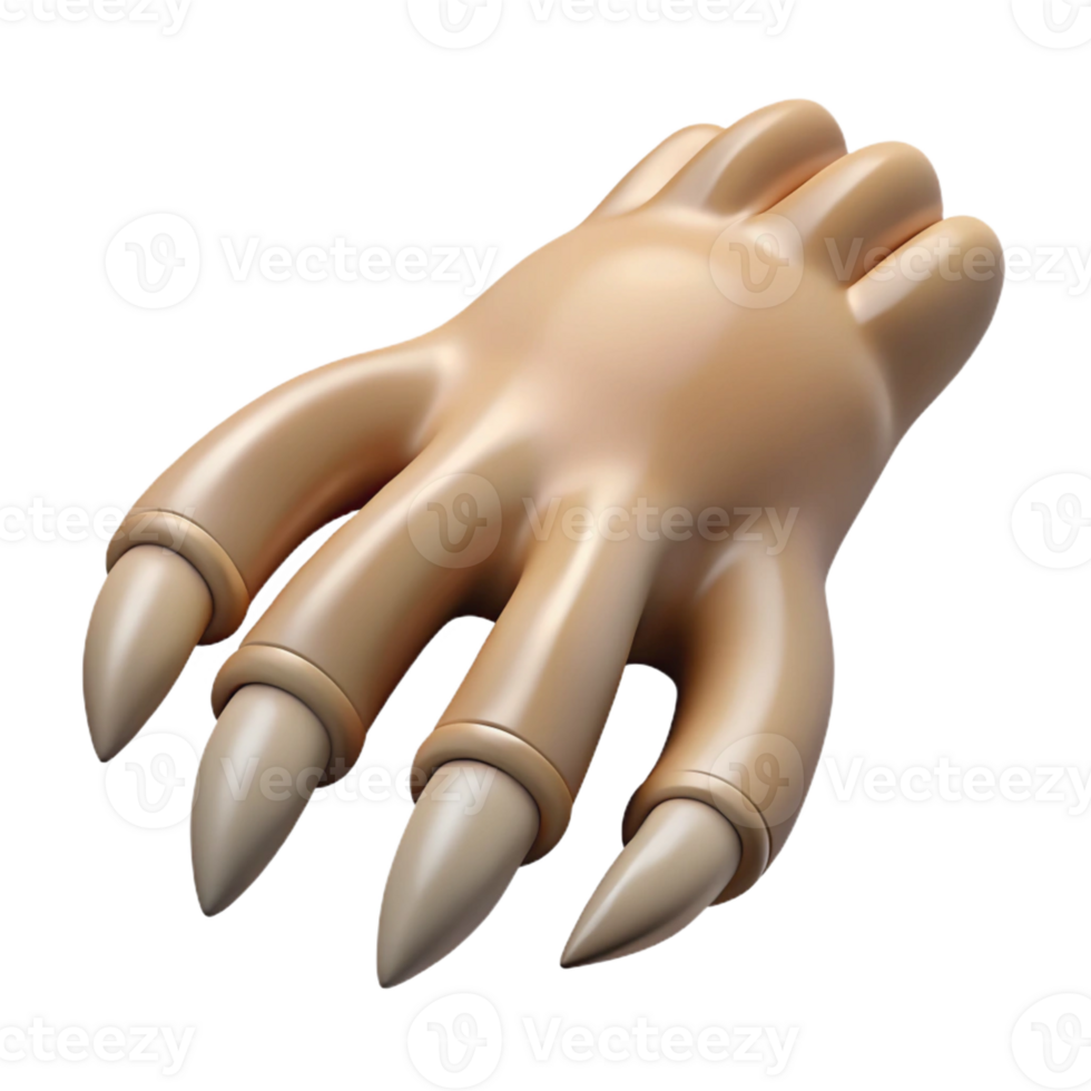extraordinary dynamic minimalist A detailed illustration of a single clawed hand with Transparent Background elite png
