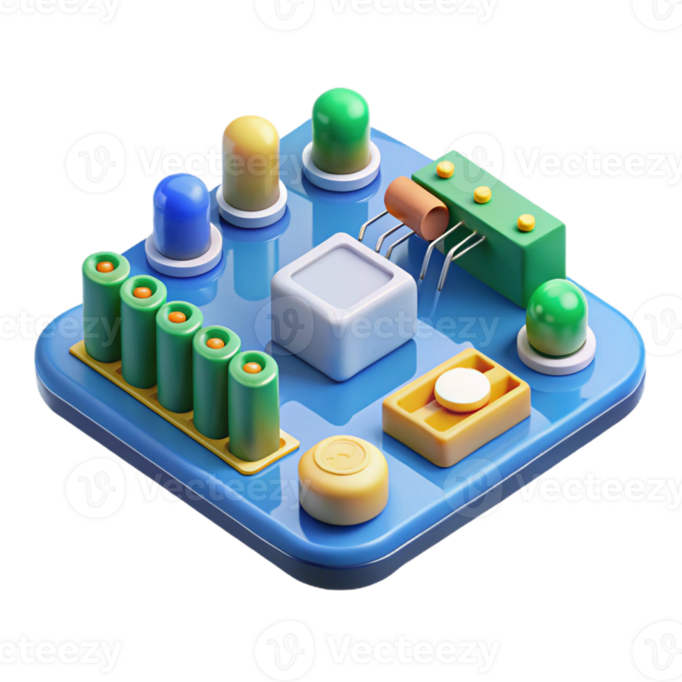 mesmerizing quintessential Circuit board with various components with Transparent Background png