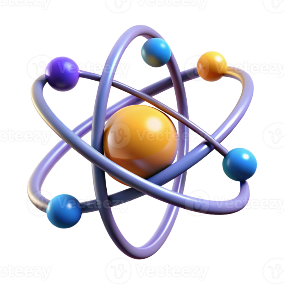hypnotic passionate modern An atom, nucleus and electrons, abstract art with Transparent Background masterfully captured png