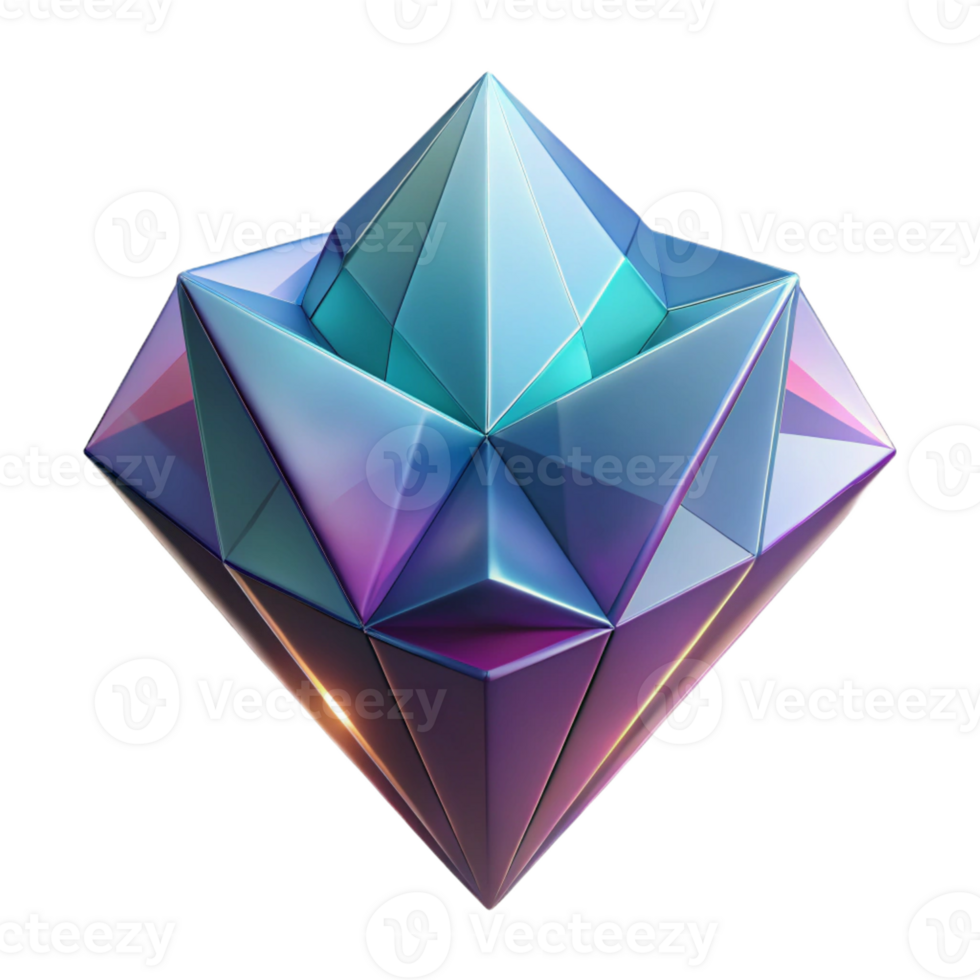 immaculate nostalgic coastal A crystal, geometric facets, abstract art with Transparent Background expertly shot png
