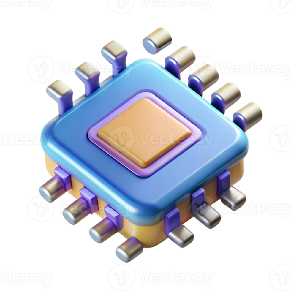 immaculate passionate vintage Hyper-specific, professional render of an isolated cutout of a single quantum computing chip, advanced microprocessor technology with Transparent Background professional png