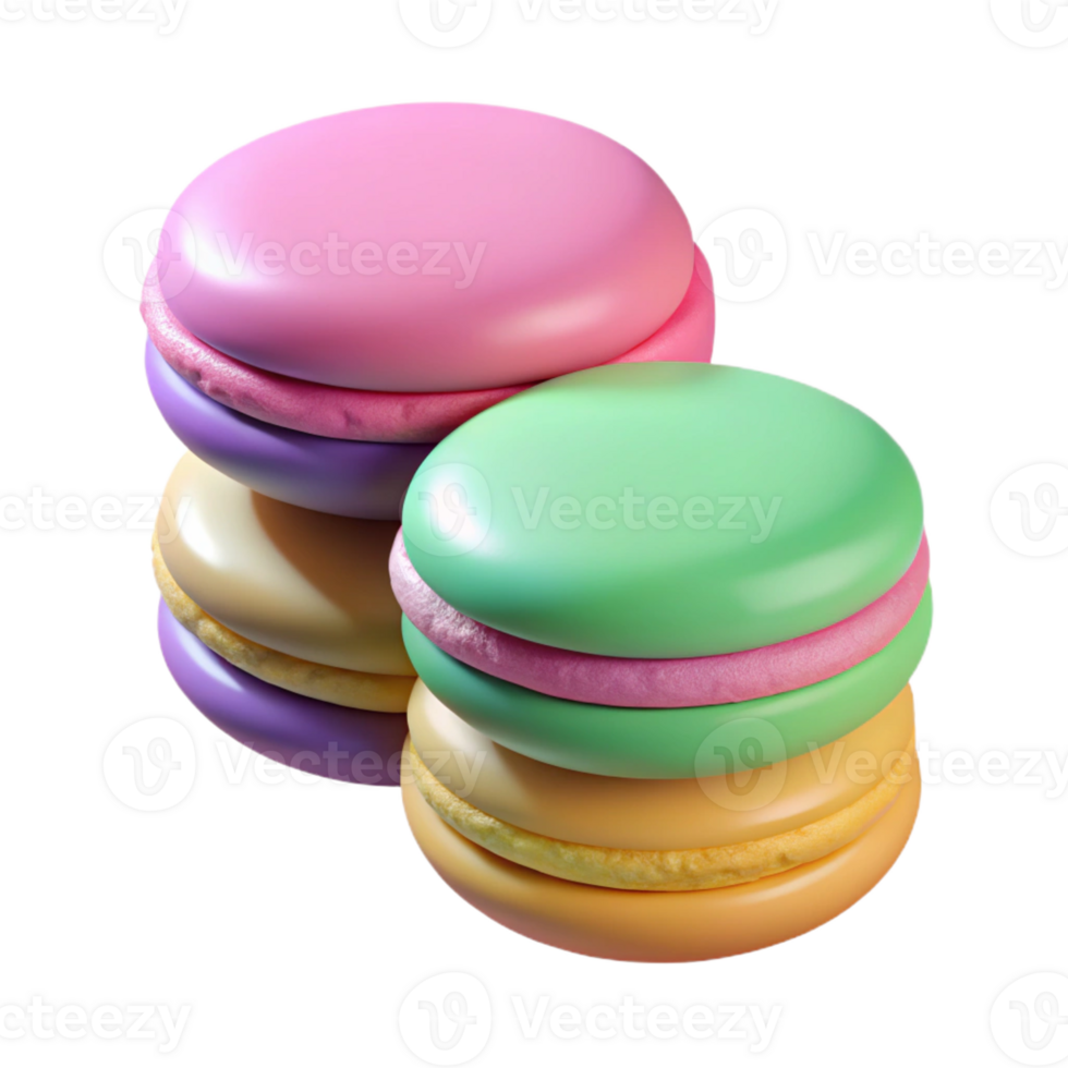 exquisite signature A stack of colorful macarons in pastel shades with Transparent Background png