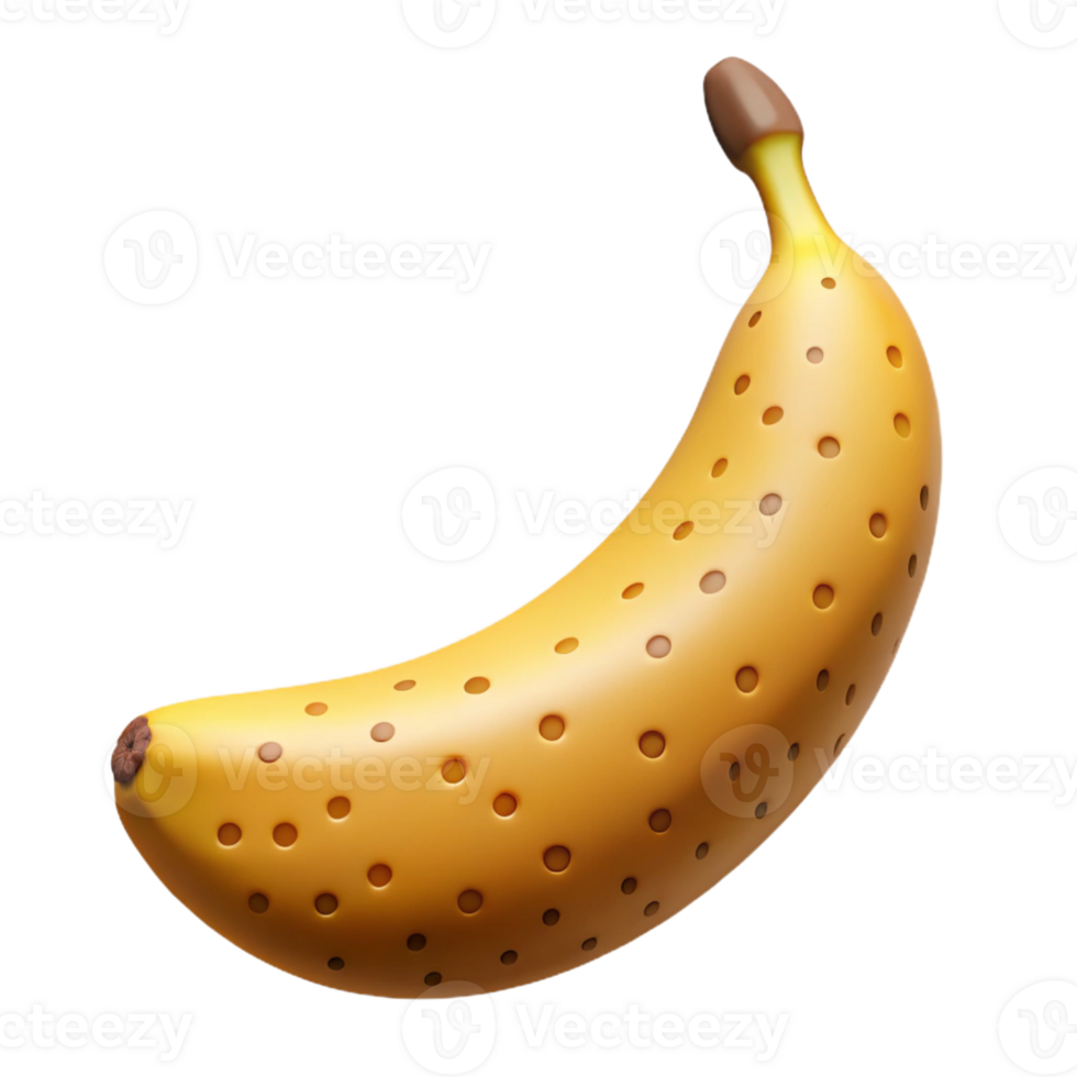 immaculate timeless Ultra-detailed photorealistic isolated cutout of a ripe banana with brown spots with Transparent Background png