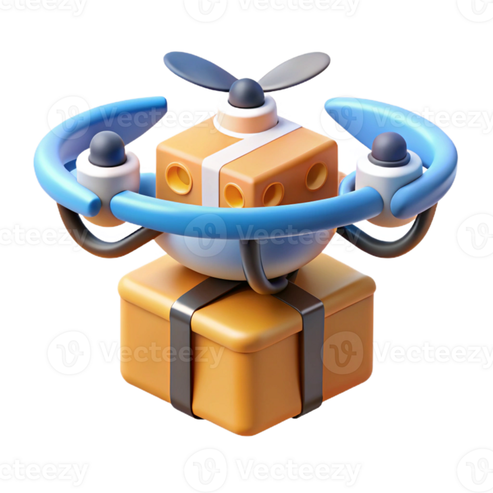 elegant rare Hyper-specific, concept art style isolated cutout of a drone delivery package, autonomous logistics technology with Transparent Background png