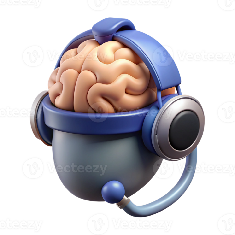 serene remarkable Ultra-detailed, professional render of an isolated cutout of a brain-computer interface headset, neural technology with Transparent Background png