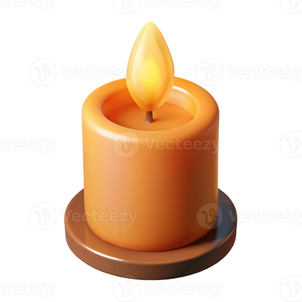glorious acclaimed A single burning candle with a flickering flame with Transparent Background png