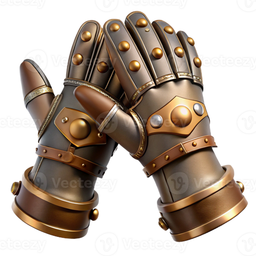 splendid industrial A pair of steampunk gloves with articulated fingers and metal plating with Transparent Background top-tier png