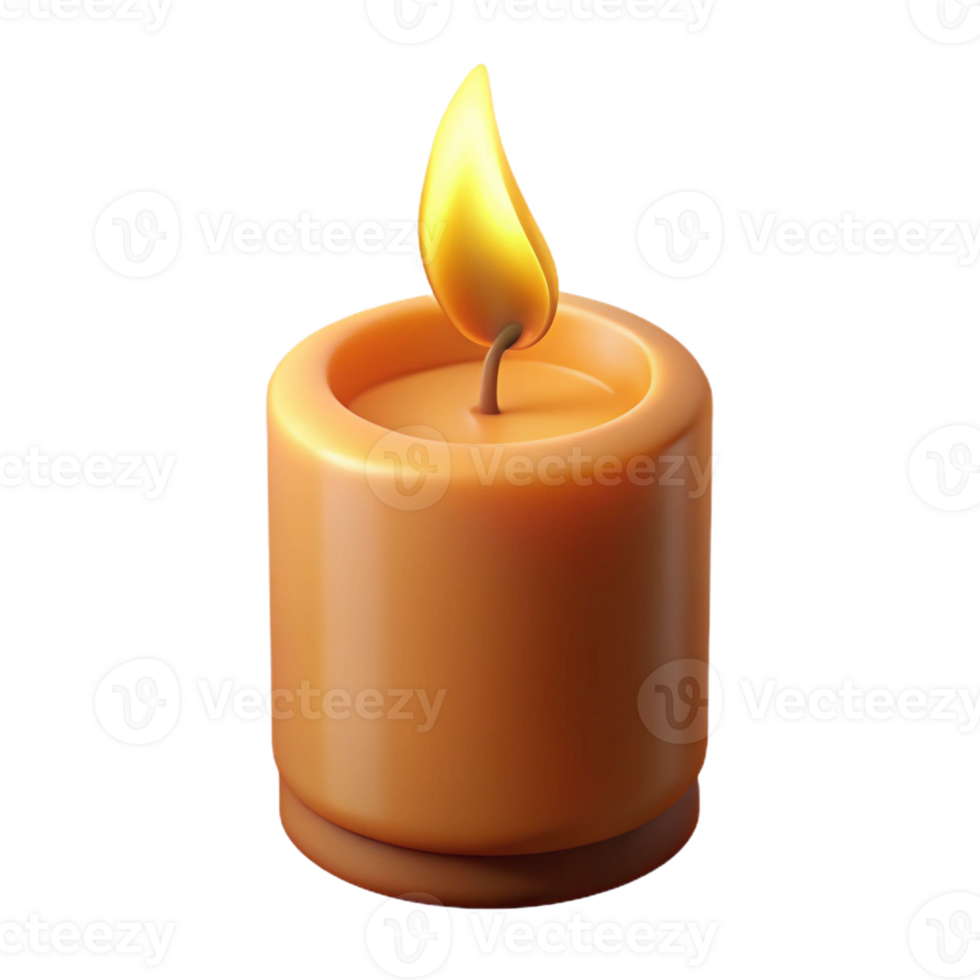 ethereal gorgeous A single burning candle with a flickering flame with Transparent Background refined png