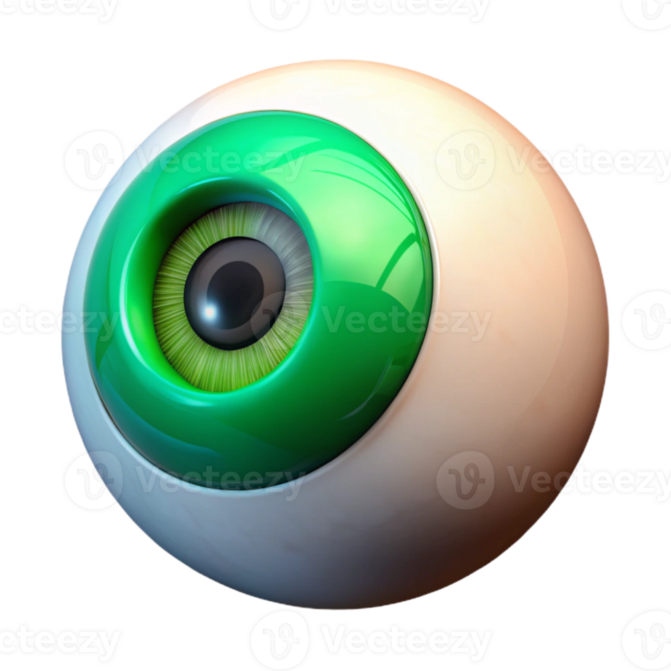 iconic modern A human eye, iris a vibrant green with Transparent Background fine detail png