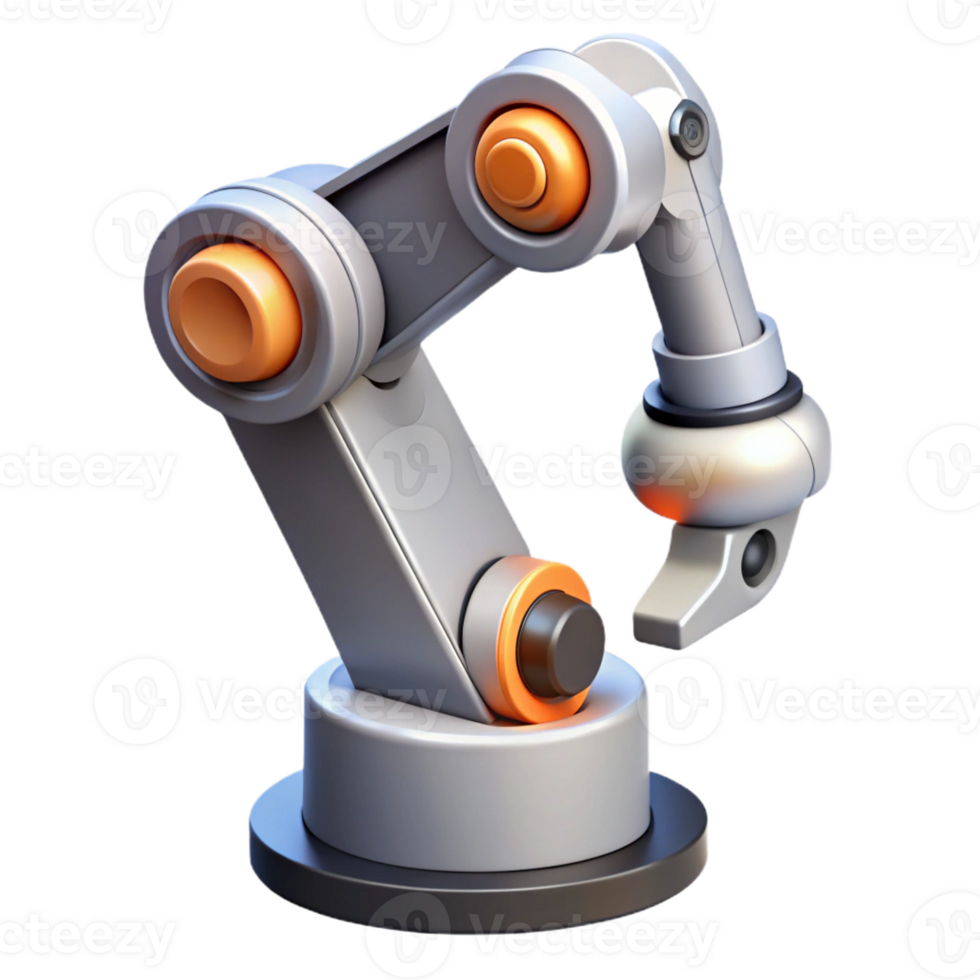 elegant whimsical abstract Concept art style, hyper-specific isolated cutout of a futuristic robotic arm, industrial automation technology with Transparent Background gallery standard png