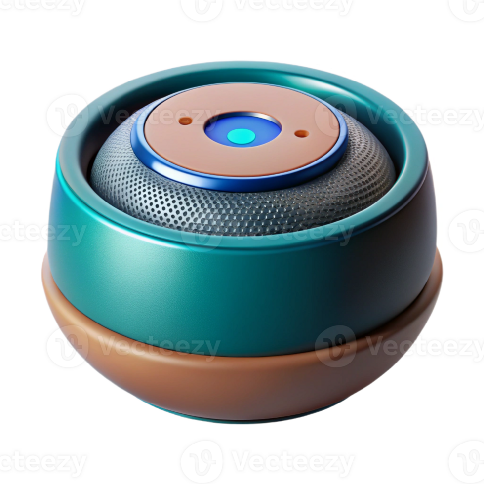 pristine distinguished Hyper-specific, concept art style isolated cutout of a levitating smart speaker, voice assistant technology with Transparent Background png