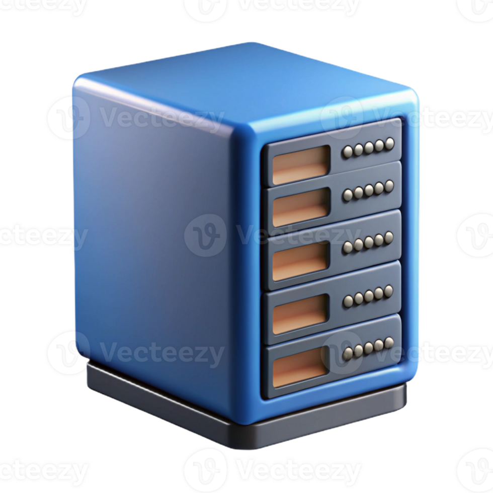 memorable art deco Photorealistic, isolated cutout of a single server rack unit, data center technology with Transparent Background premium png