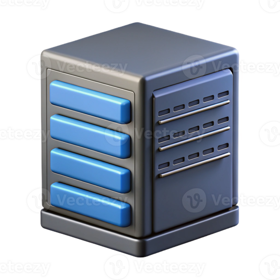 pristine sought-after Photorealistic, isolated cutout of a single server rack unit, data center technology with Transparent Background png