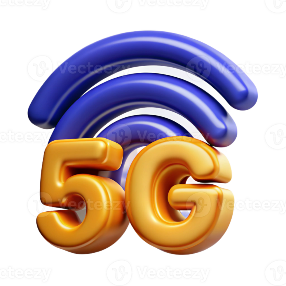 sumptuous passionate impressionist G network, wireless technology icon with Transparent Background studio quality png