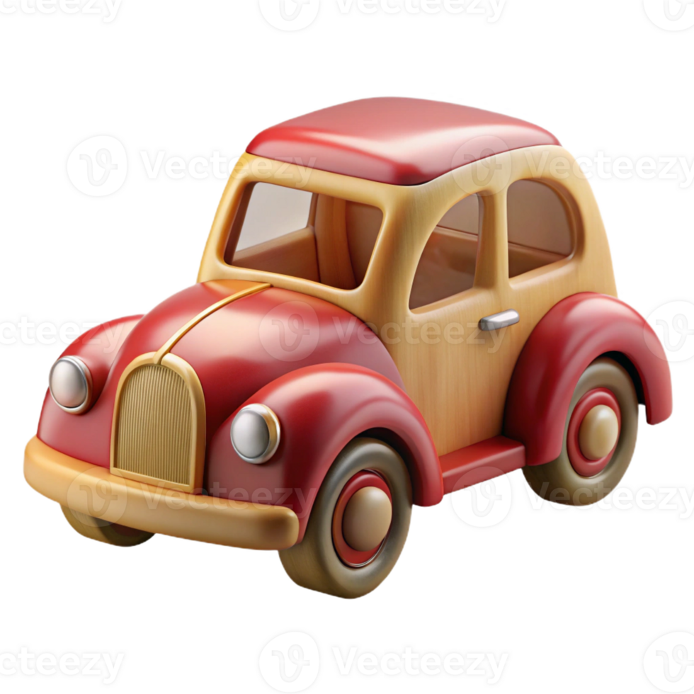 impressive abstract Photorealistic, isolated cutout of a vintage wooden toy car, ultra-detailed with Transparent Background perfect clarity png