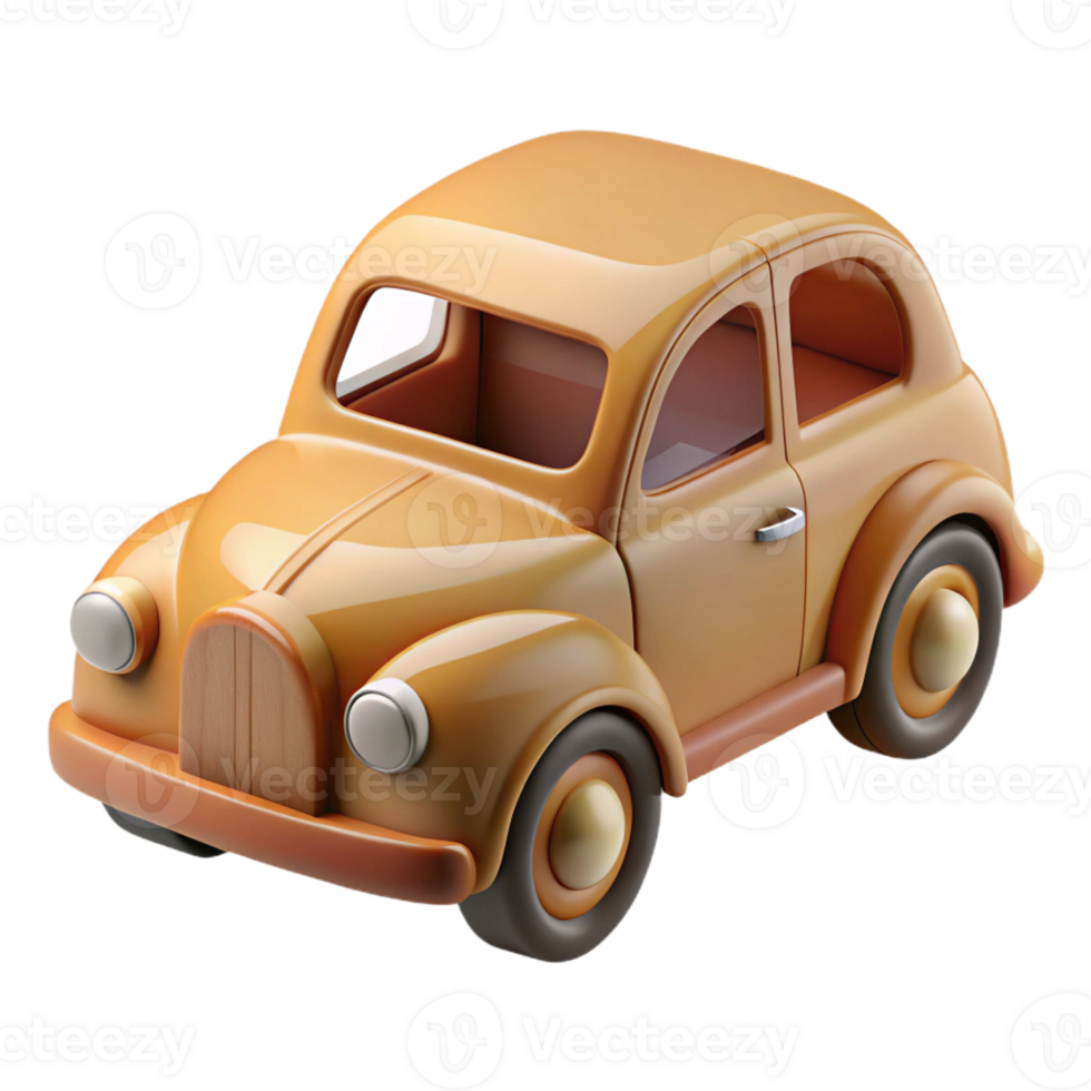 hypnotic vintage Photorealistic, isolated cutout of a vintage wooden toy car, ultra-detailed with Transparent Background luxury png