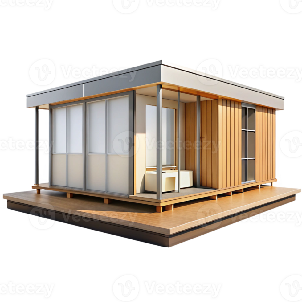 harmonious alluring Modern prefabricated house module, with Transparent Background impeccable png
