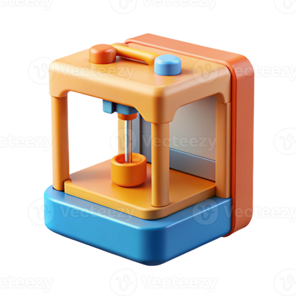 serene romantic minimalist D printer printing a small object with Transparent Background authentic png