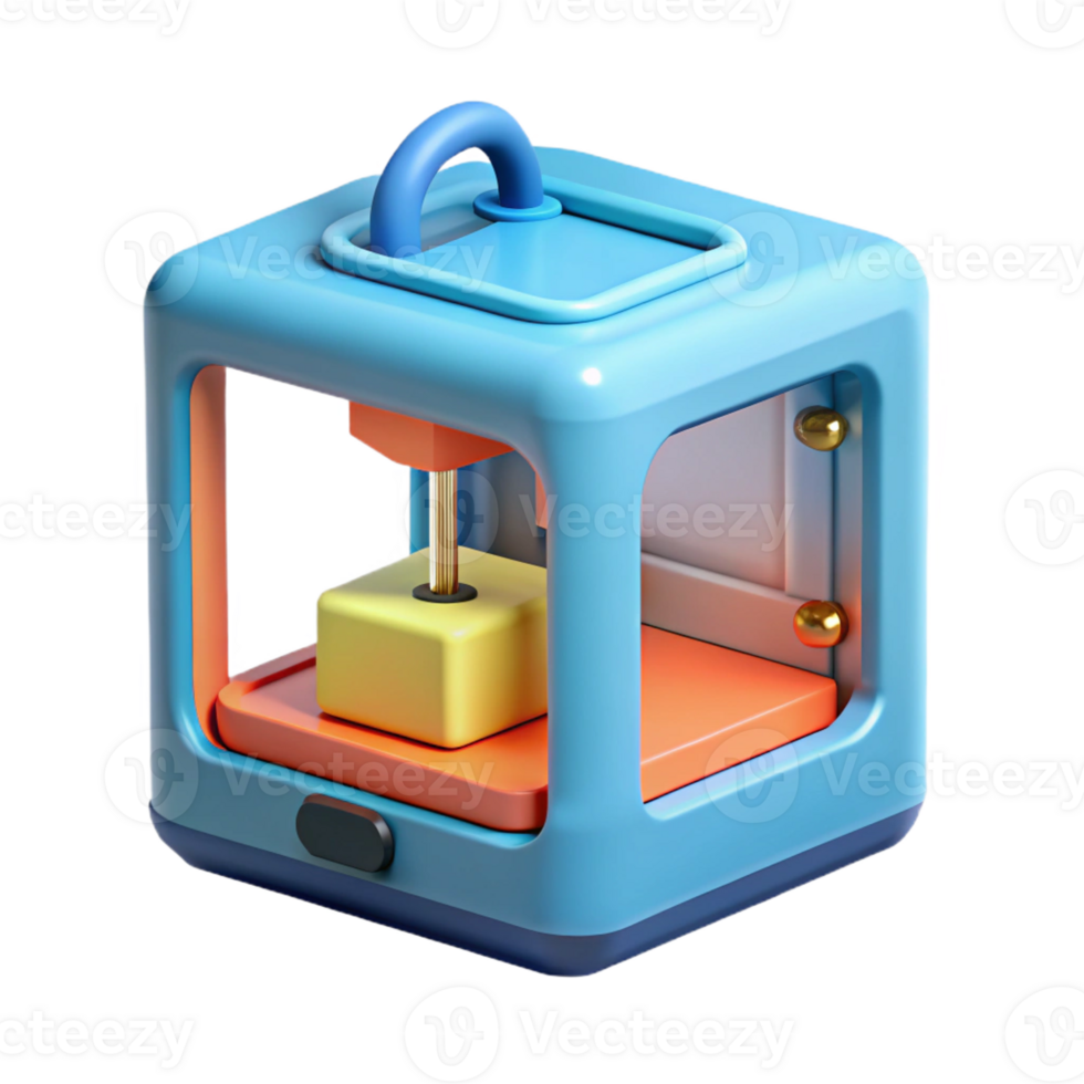 spectacular memorable D printer printing a small object with Transparent Background png