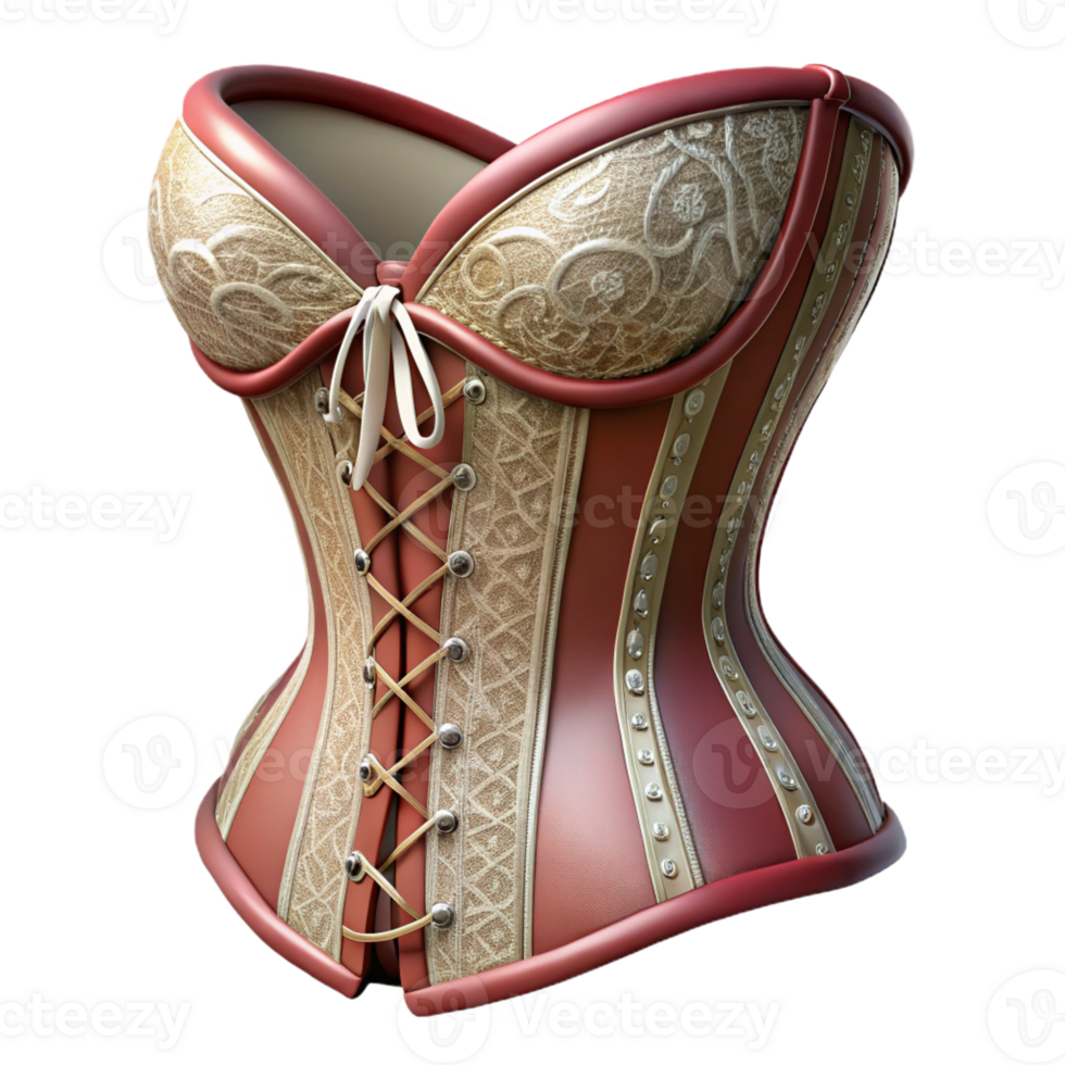majestic dreamy abstract Professional render of a vintage corset with lace detailing, isolated cutout, hyper-specific with Transparent Background ultra HD png