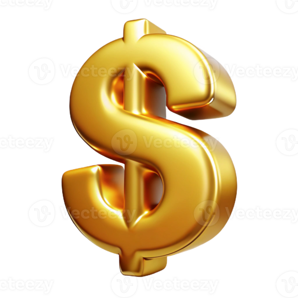 mesmerizing rustic A single dollar sign, made of solid gold with Transparent Background original png