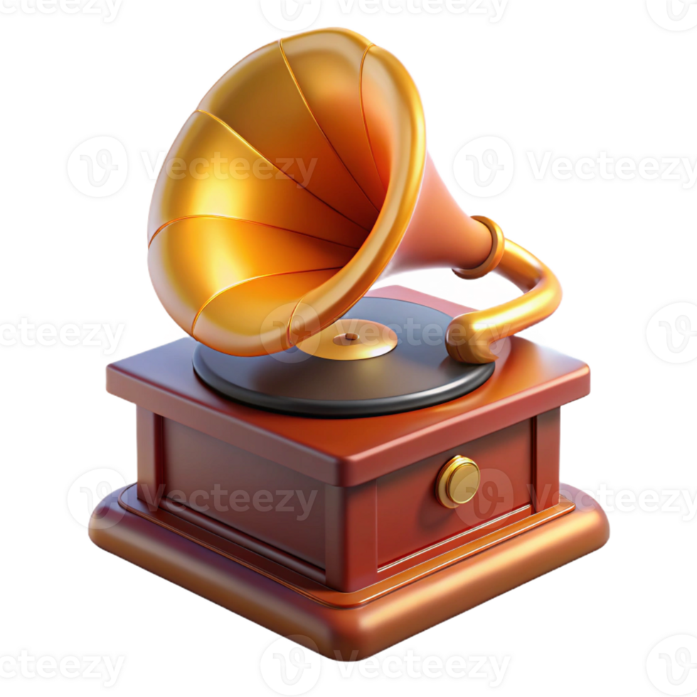 extraordinary distinguished Concept art style, isolated cutout of a vintage phonograph record, hyper-specific with Transparent Background png