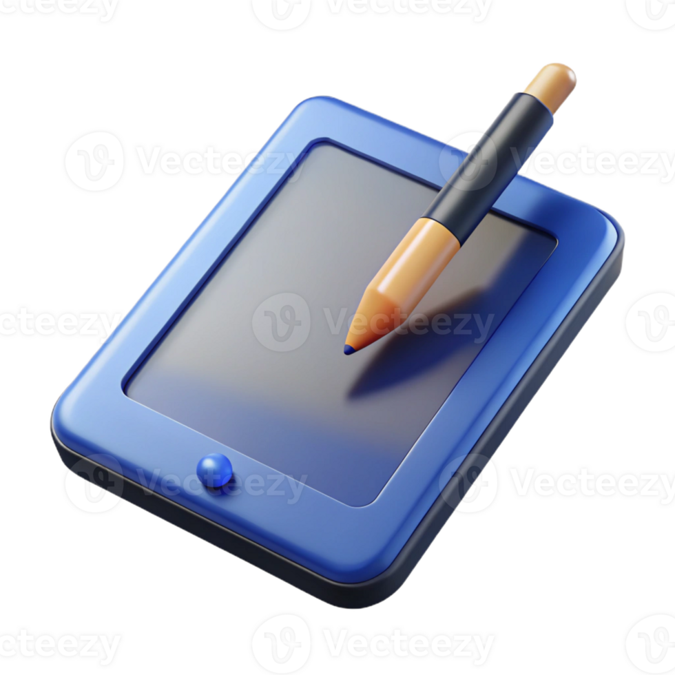 picturesque abstract Tablet computer with stylus pen with Transparent Background 4K png