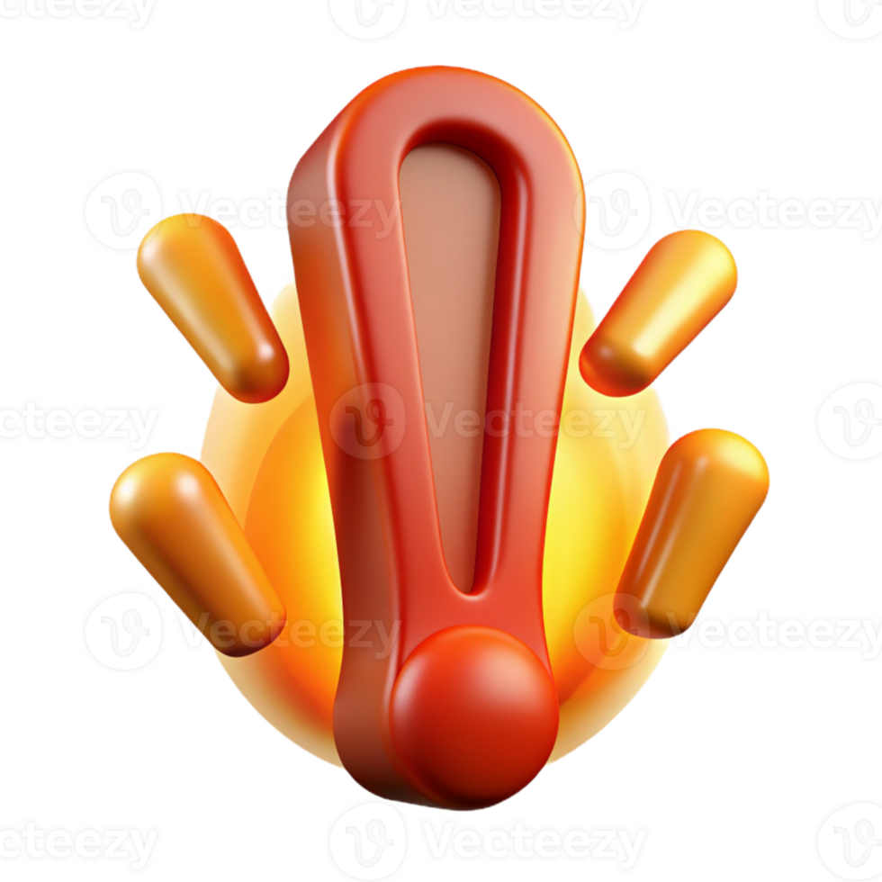 majestic dreamy gothic A single exclamation point, made of fiery energy with Transparent Background crisp png