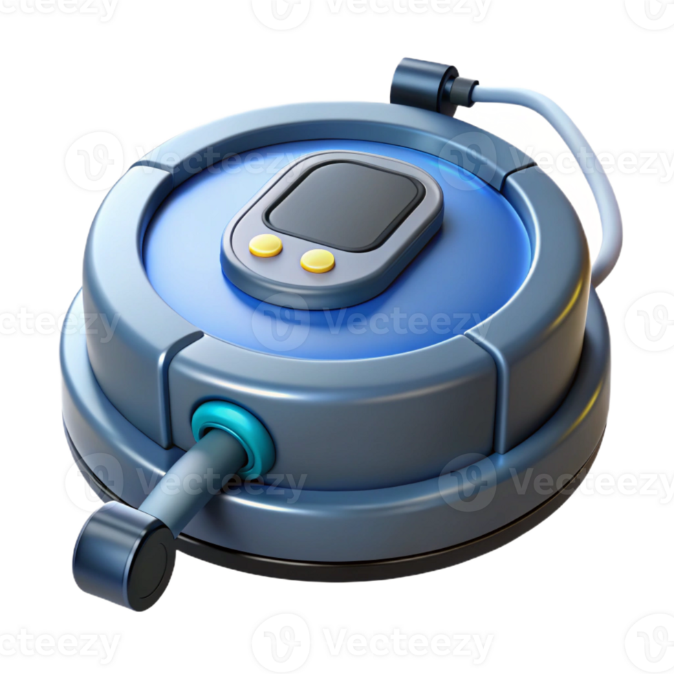 magnificent melancholic art deco Robot vacuum cleaner with charging dock with Transparent Background 4K png