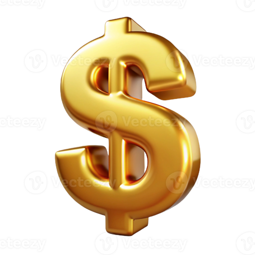 majestic bohemian A single dollar sign, made of solid gold with Transparent Background luxury png