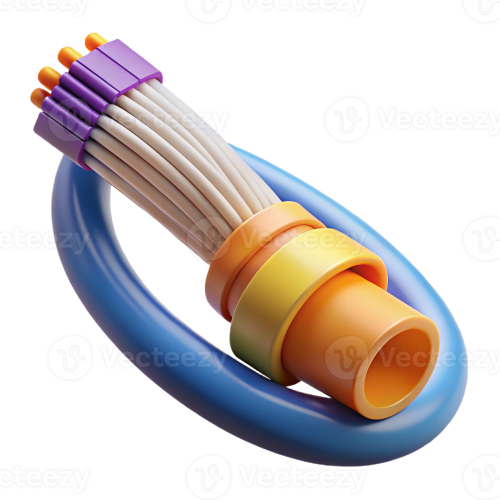 splendid playful mid-century Fiber optic cable transmitting data with Transparent Background precision png