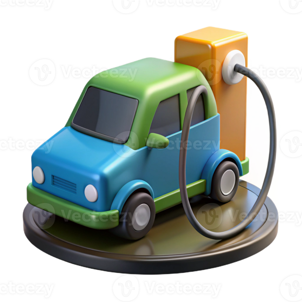 serene reflective nordic Electric car charging at a station with Transparent Background perfect clarity png