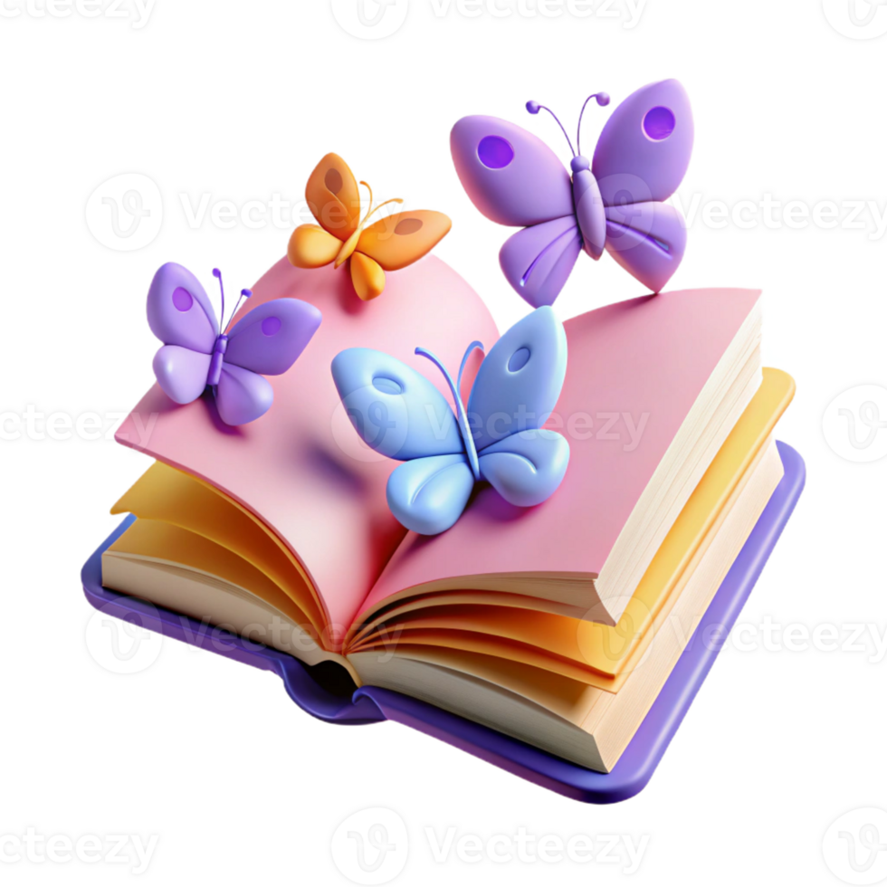glorious acclaimed An open book with pages transforming into butterflies with Transparent Background png