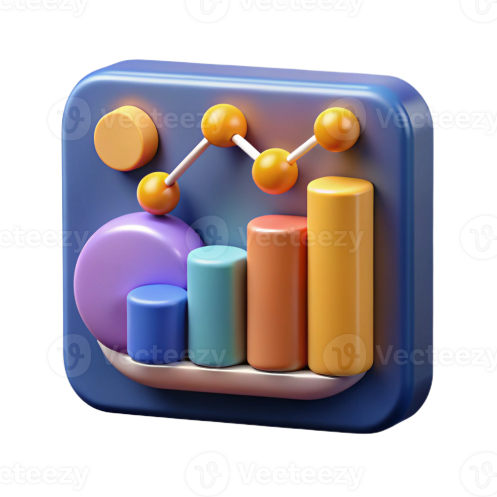 magnificent joyful geometric Big data analytics graph icon with Transparent Background expertly shot png