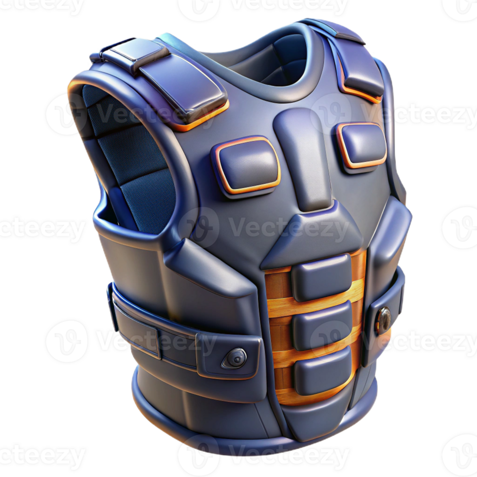 hypnotic notable Photorealistic, ultra-detailed professional render, isolated cutout of a single cyberpunk combat vest with integrated armor plating with Transparent Background png