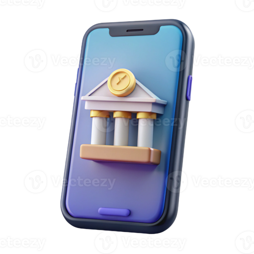 mesmerizing reflective contemporary Smartphone displaying mobile banking app with Transparent Background refined png