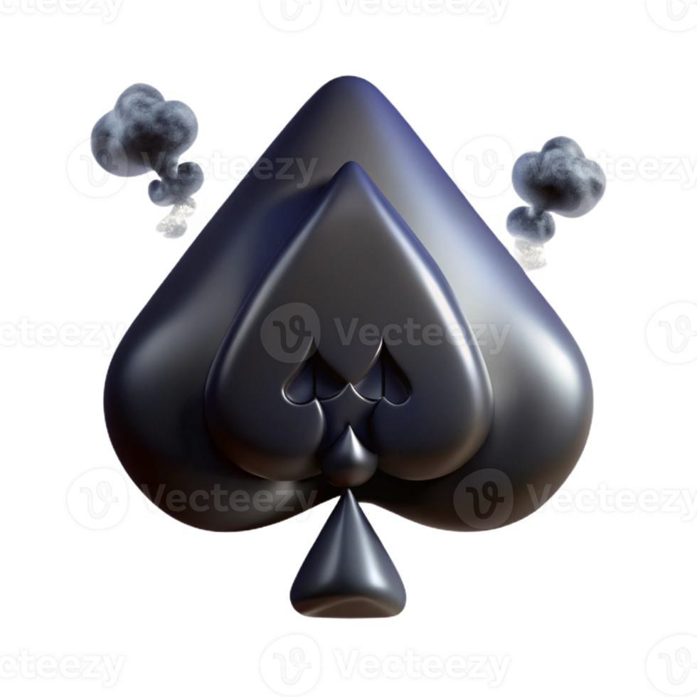 hypnotic nordic A single playing card, the Ace of Spades, made of dark smoke with Transparent Background precision png