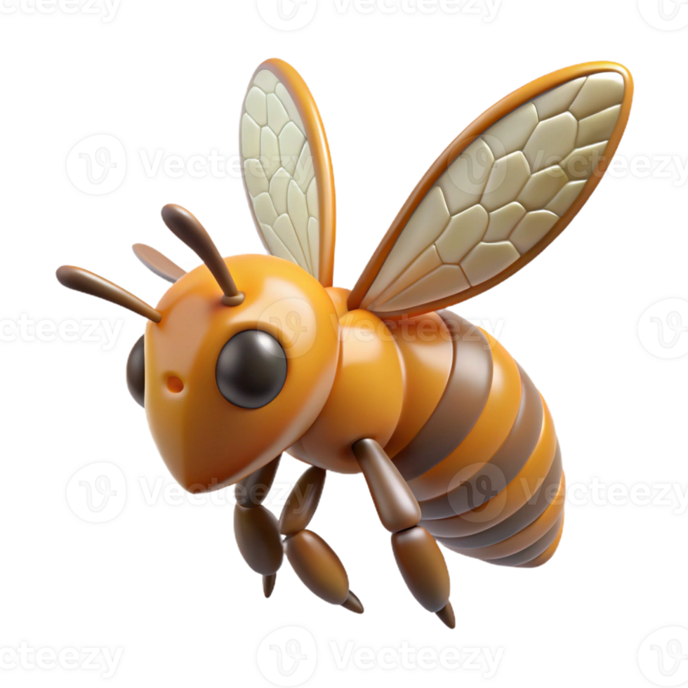 spectacular nostalgic baroque Honeybee in flight, wings spread with Transparent Background genuine png