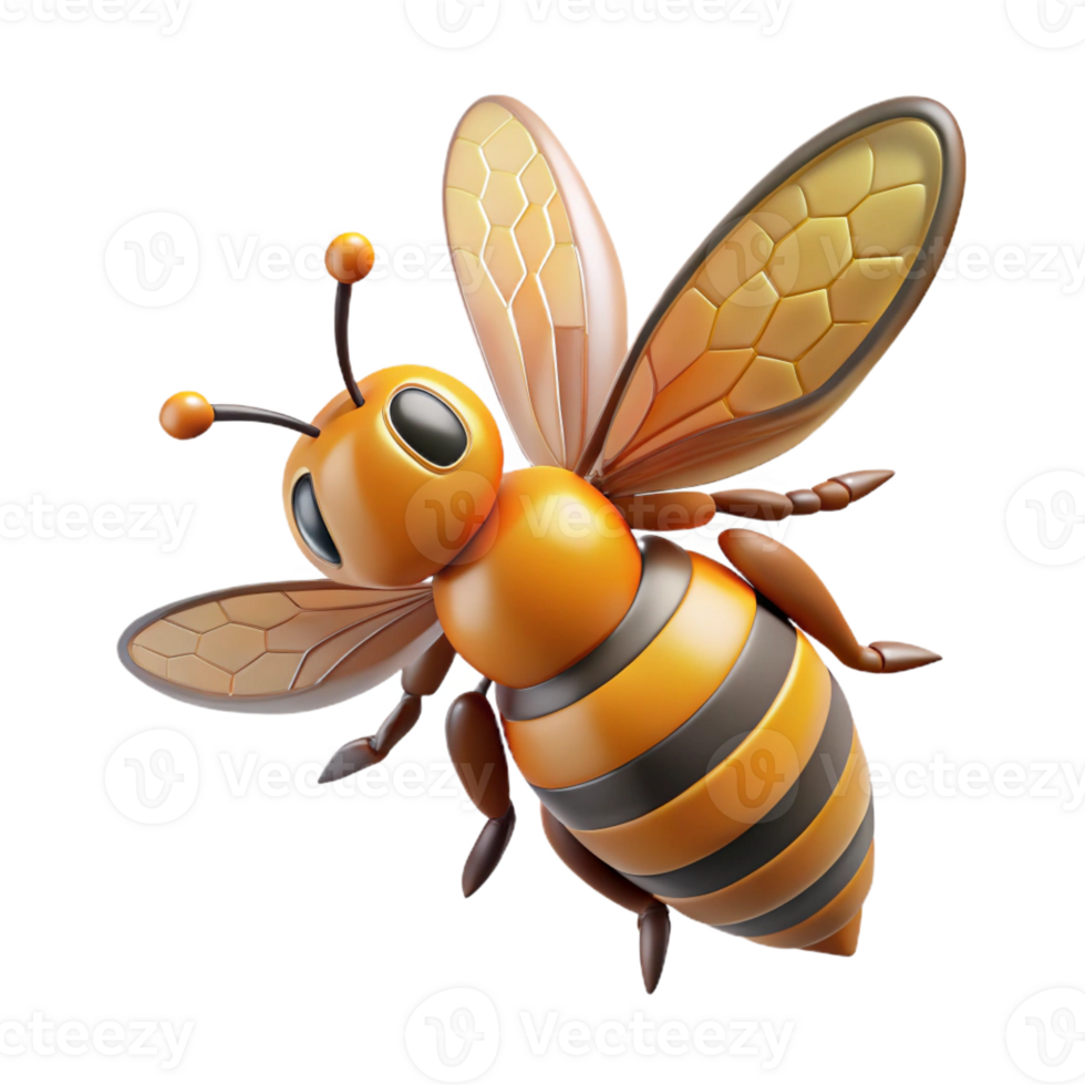 mesmerizing unforgettable Honeybee in flight, wings spread with Transparent Background png