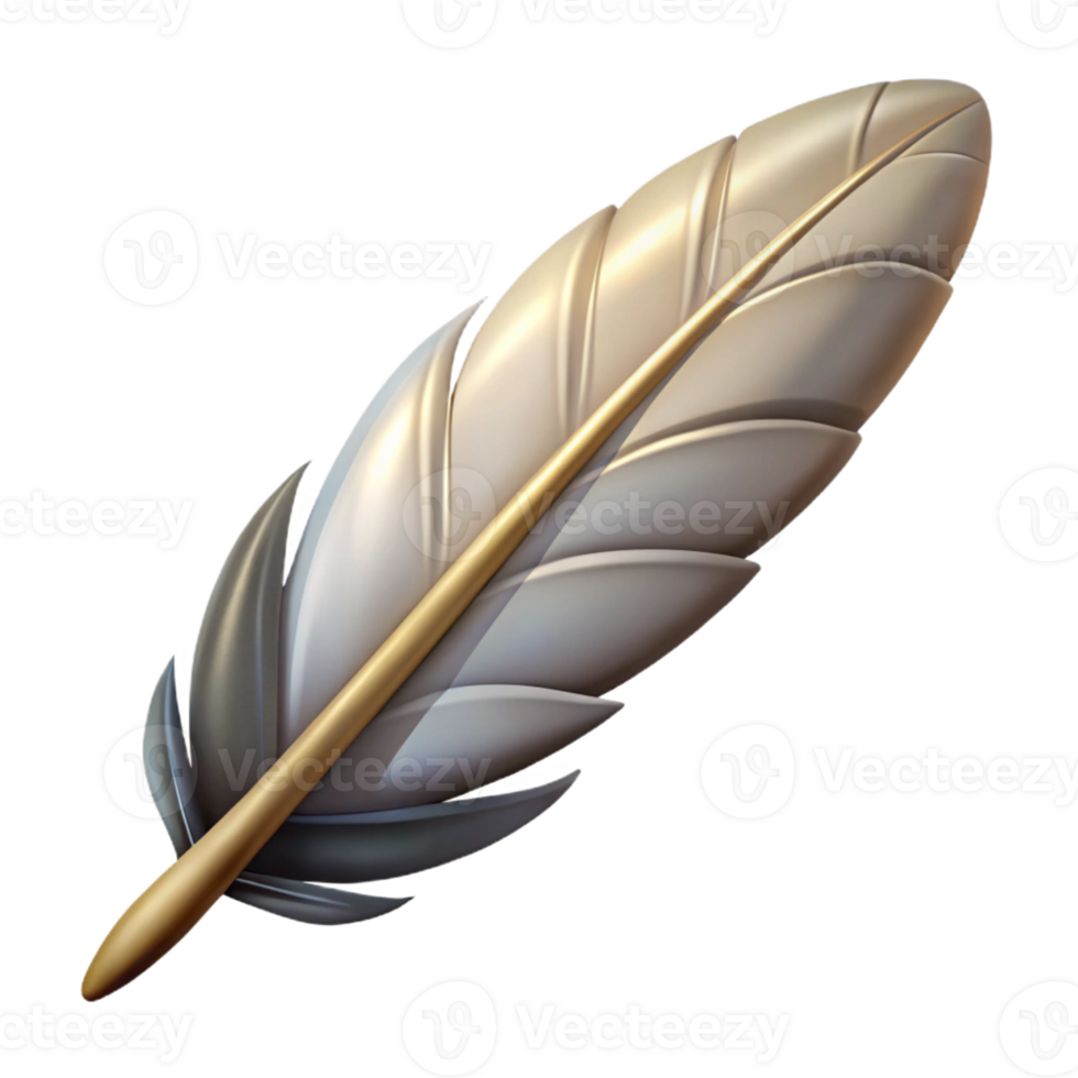 sought-after renaissance Hyper-specific, concept art style, isolated cutout of a single feather from a Griffin's wing with Transparent Background genuine png