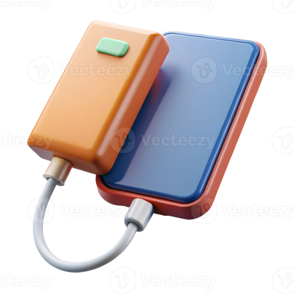 radiant exceptional Portable power bank charging a smartphone with Transparent Background png